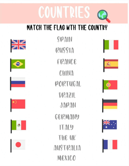 Theme 1 - Flags & Countries Worksheet